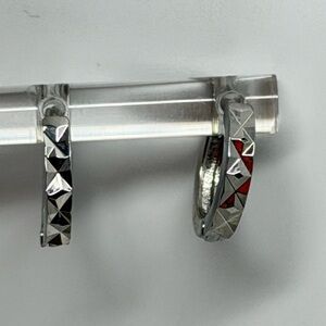 925 Sterling Silver Small Hoop Earrings with Diamond style designs
